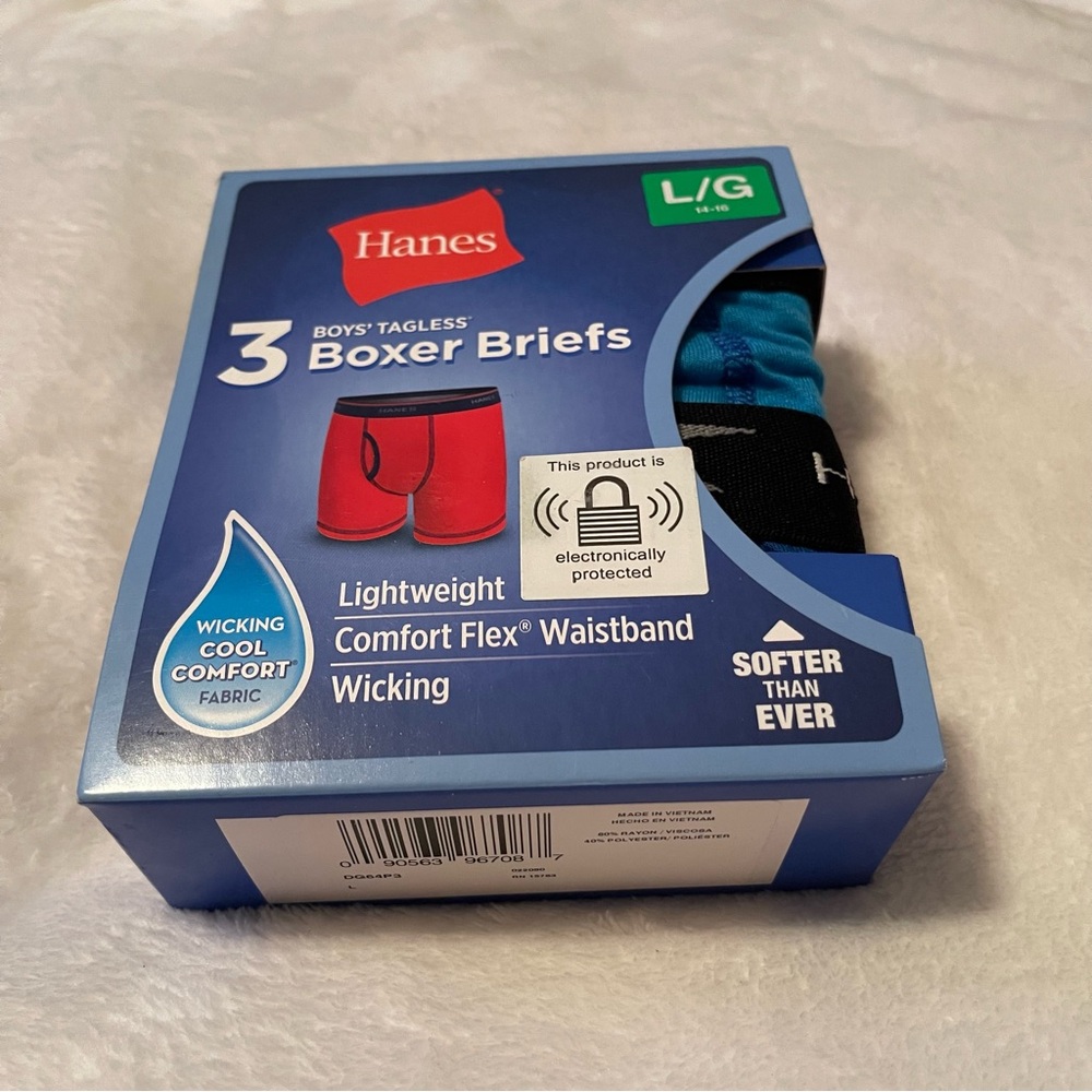 Hanes Boys' Tagless Boxer Briefs Black Blue Orange 14/16